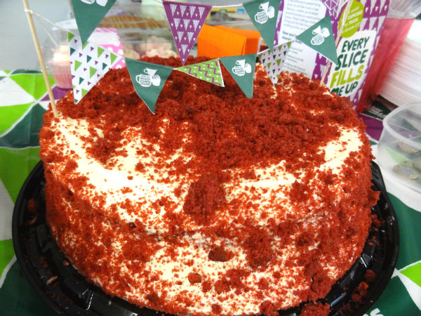 Red velvet cake for Macmillan Coffee Morning 2017 at Scott Rees & Co